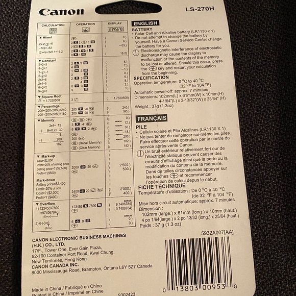 ( 2 ) Canon LS-270H Basic Handheld  Calculator - Picture 2 of 2